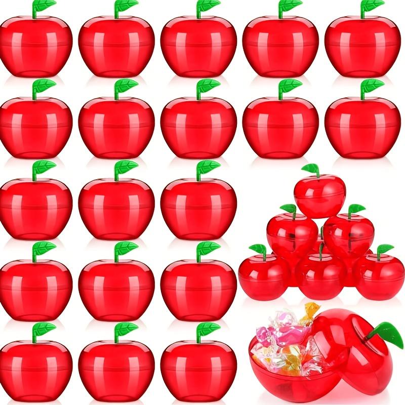 Gift for Her/Him 6pcs of Red Apple-Shaped Plastic Large-Capacity Candy Boxes,3.94In X 3.46In. Suitable for Weddings, Birthdays