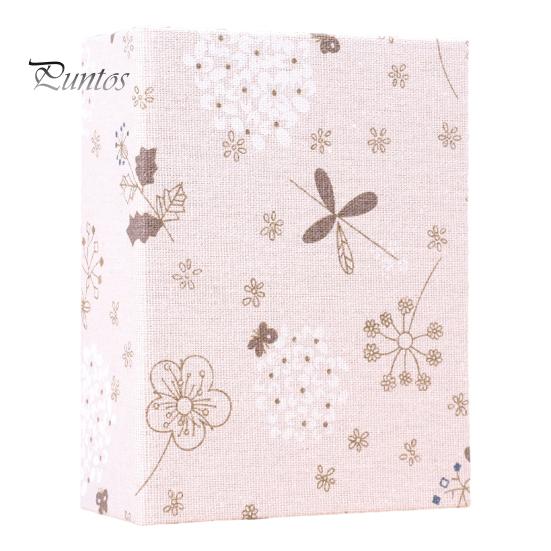 Retro Style Photo Album Mini Printed Fabric Slip-In Album, Portable Floral Print Scrapbook with Transparent Sleeve Pages, Lightweight No Paste Pocket