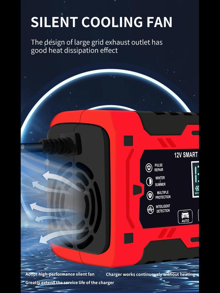 Intelligentes 12-V-Pulsreparatur-Batterieladegerät für Motorräder, Yachten und Autos