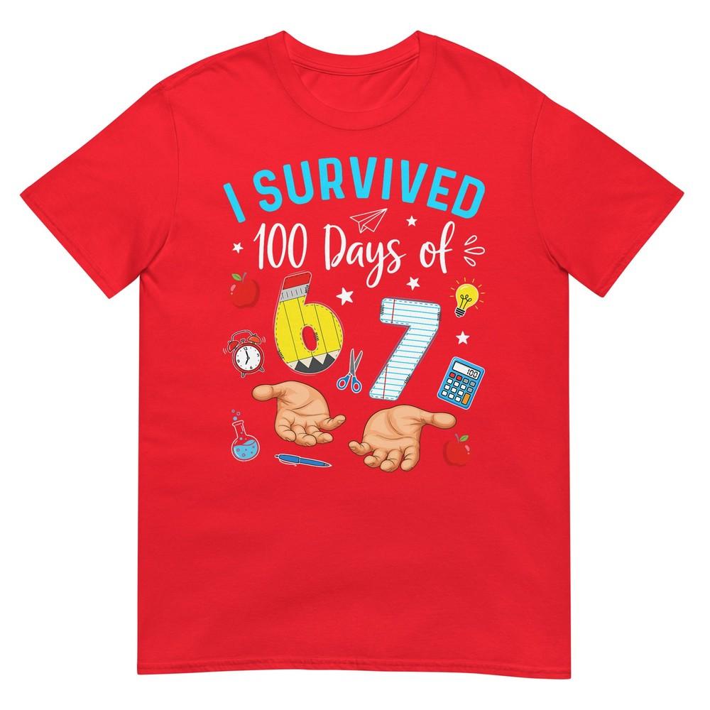 I Survived 100 Days Of 67 100th Day Of School Teachers Kids Tshirt S