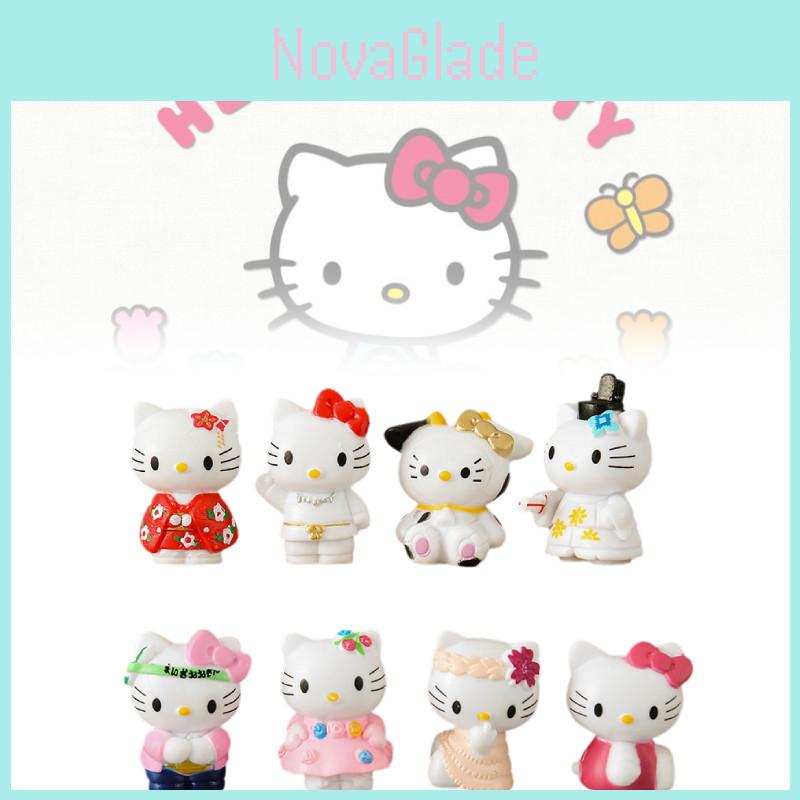 Adorable 8 Piece Hello Kitty Cartoon Figurine Collection Pvc Toy Set For Display
