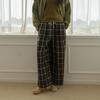Laengsseon Ls_Plaid Straight-Leg Drawstring Pants_2Color