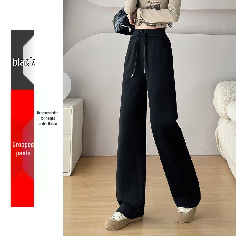 

Women s 2026 High-Waisted Drapey Straight-Leg Cropped Casual Pants S 80-90 lbs