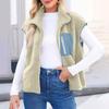 Women's Color-Block Vest Relaxed Fit Warm Casual Sleeveless Jacket