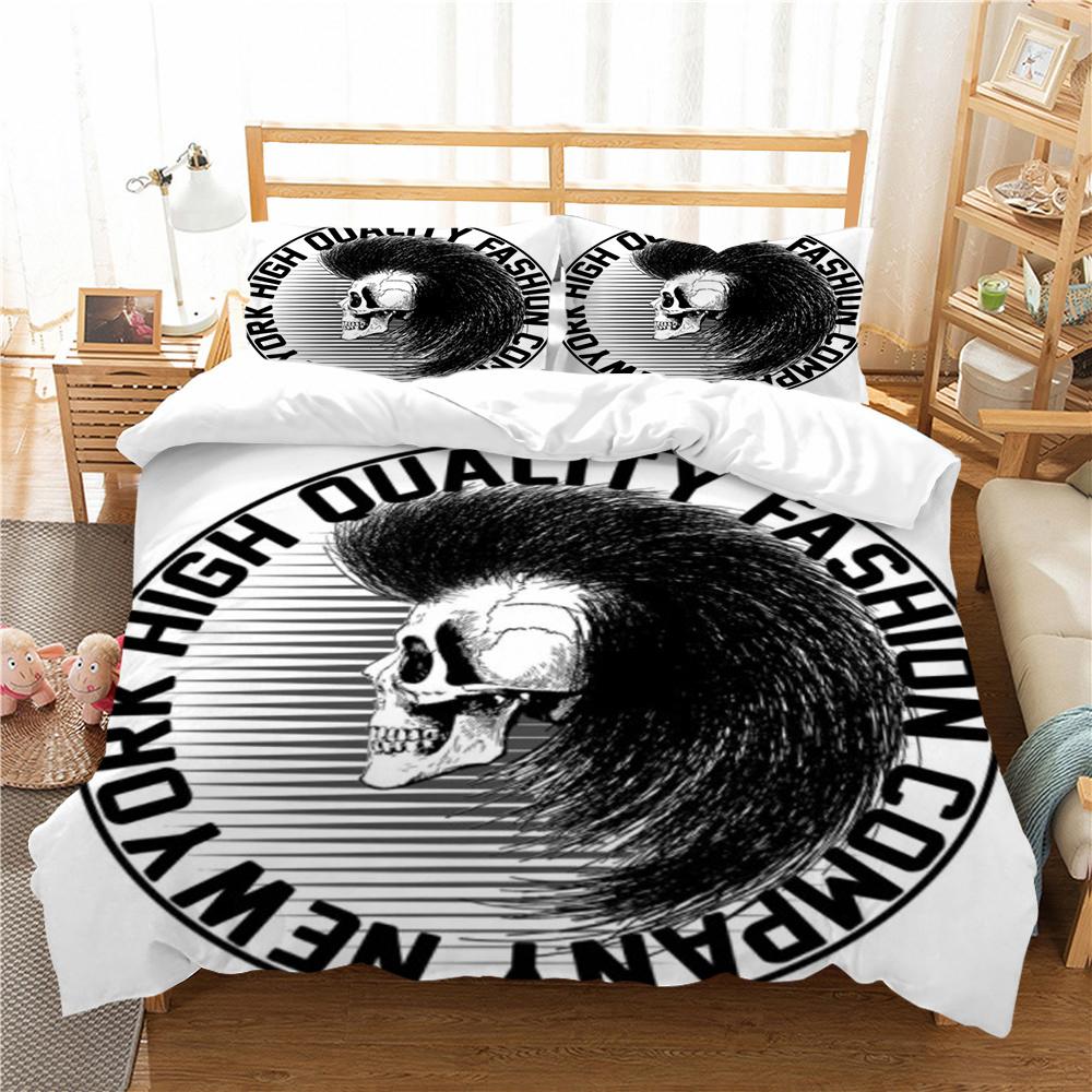 Duvet Cover Skull Print Bedding Set Cover Aesthetic Bedding Suit Children Home Bed Clothes Single Double Size Bed Set