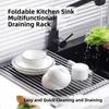 Space Saving Sink Drain Rack Multi-Functional Roll Up Dish Rack Drain Pad Dishwashing Sink