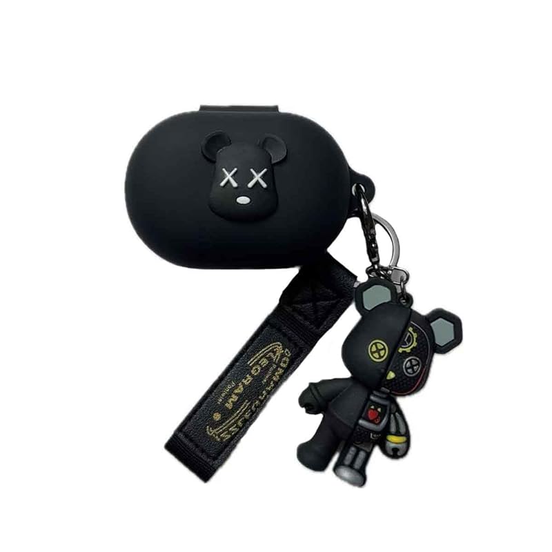 

For Bose QuietComfort Earbuds (Model released in 2024) for case cover [RoBeKaU] Compatible with: Bose 3D cartoon bear black silicon material