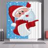 Curtain Shower Christmas With Hook Waterproof Fabric Bathroom Santa Xmas Claus