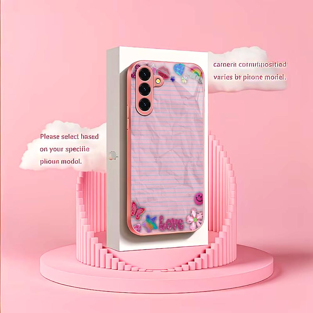 Girls' hand-drawn work Madam pink Glass PhoneCase for Samsung Galaxy S26 S25 S24 S23 S22 FE Ultra Plus Dropresistant Female