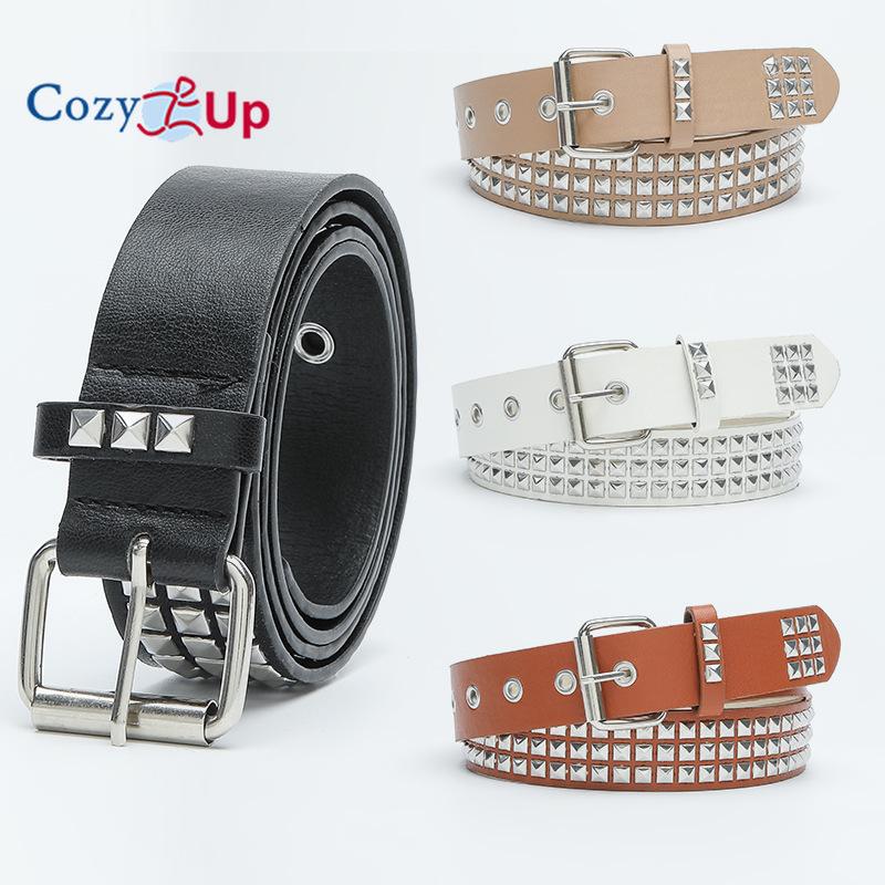 New Square Bead Rivet Belt Metal Pyramid Belt Men and Women Punk Hardware Jeans Belt Y2K Belt Designer Belt Women's Belts