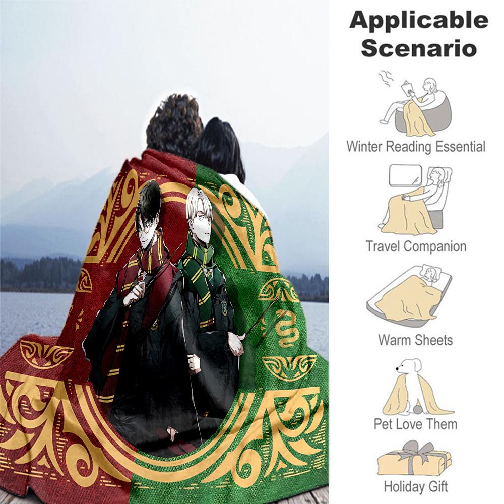 1pc Slytherin Ravenclaw Hogwarts Outdoor Flannel Throw Blanket All Season Soft Warmth,Home Decor 1031245