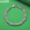 925 Sterling Silver Simple Interlocking Side Chain Exquisite Bracelet Gift Jewelry