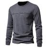 Camiseta de Manga Larga de Algodón para Hombre Color Sólido Estampado de Letras Simple Transpirable Camisetas para Hombre Tops de Color Sólido para Hombre