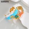Wide Style Enamel Crab Bracelet - Stainless Steel European & American Fashion Jewelry for Women 