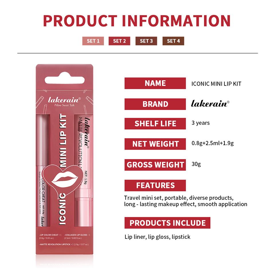 Combo Labbra Rossetto Opaco + Matita Labbra Set Lucidalabbra Idratante Opaco Impermeabile Lunga Durata Set Rossetto Labbra Set Trucco Labbra