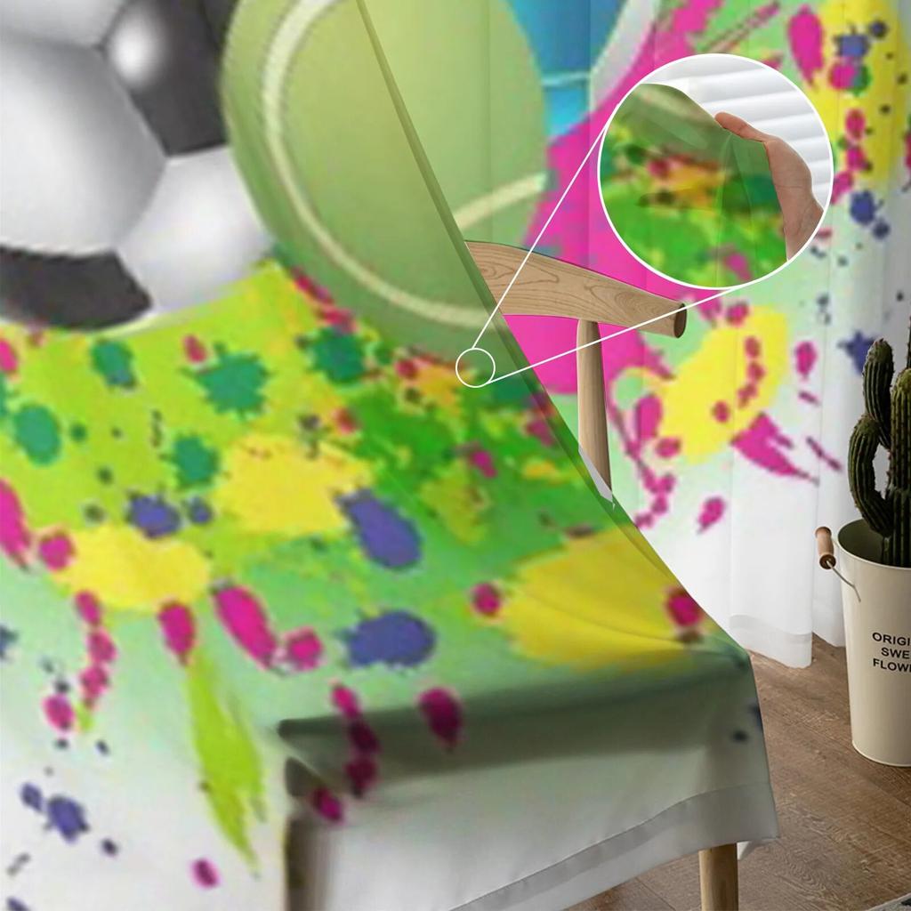 Sport Balls Pattern Sheer Curtains For Living Room Modern Fashion Valance Curtains For Kitchen Tulle Curtains