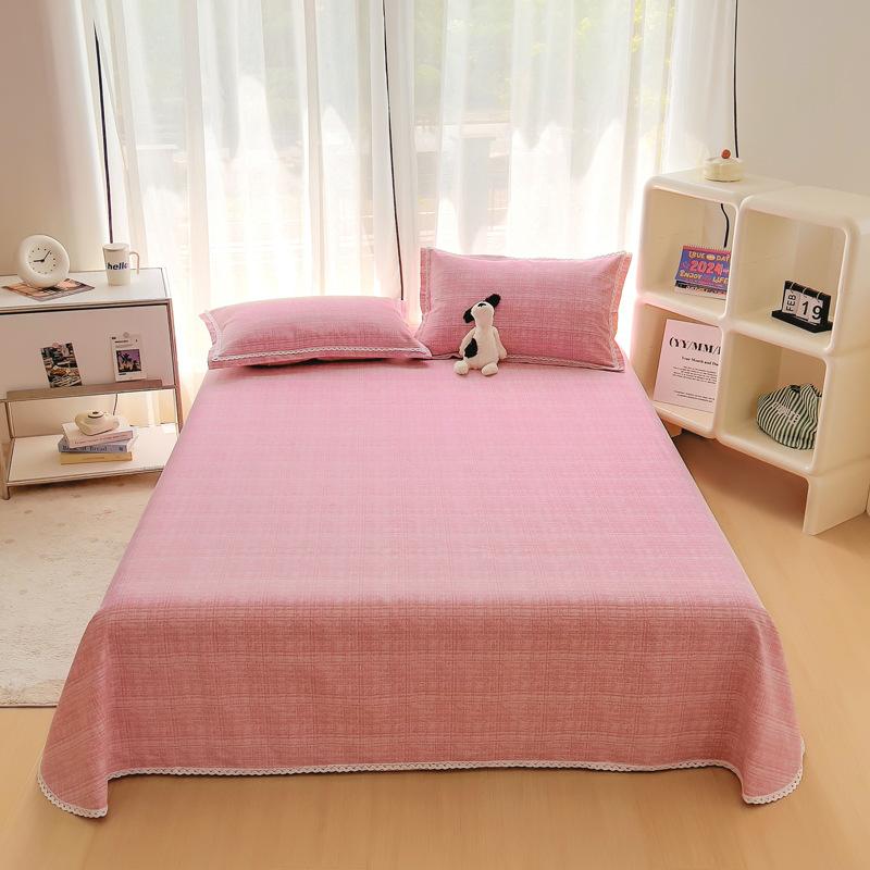 Nantong Wholesale Skin-friendly Cotton Sheets Single Piece Solid Color Washed Cotton Quilt Single Item Single Student Dormitory Polished Kang Single