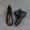 Damen Retro Martin Niedriger Absatz Chelsea Stiefeletten - 2025 Herbst/Winter Koreanischer Stil Klobige Lederschuhe.