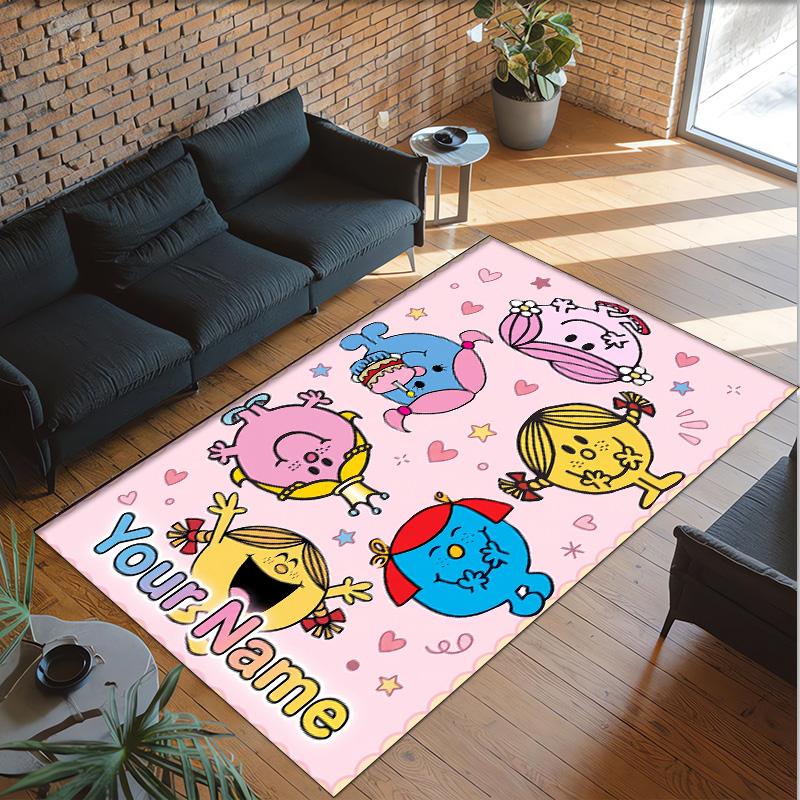 Personalized Crystal Velvet Carpet Custom Name Text,Mr. Men & Little Miss Anti Slip Area Rug For Home Decoration