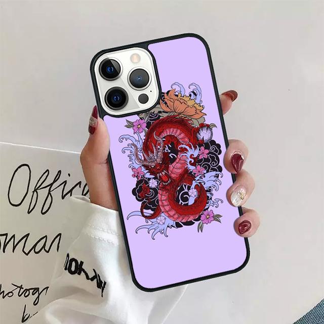 Japanese Dragon Style Phone Case For iPhone 11 12 13 14 Pro Max Mini Cover For iPhone X XS Max XR 5 6 7 8 Plus Coque