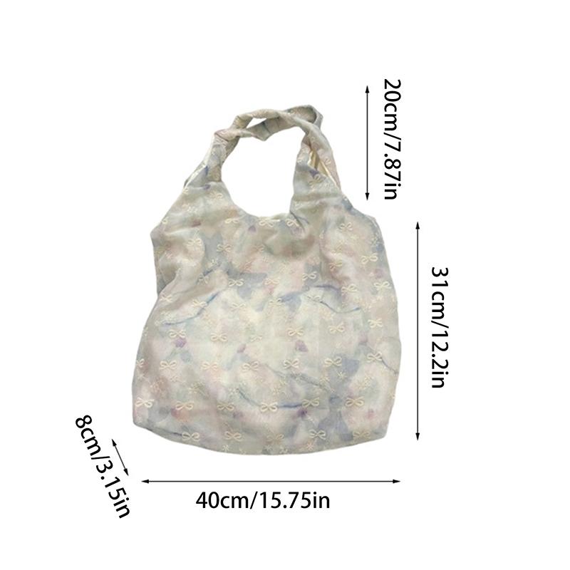 Sweet Shoulder Bag For Women Fanshion Floral Bow Lace Style Handbag Large Casual Capacity Shopper Tote Bags