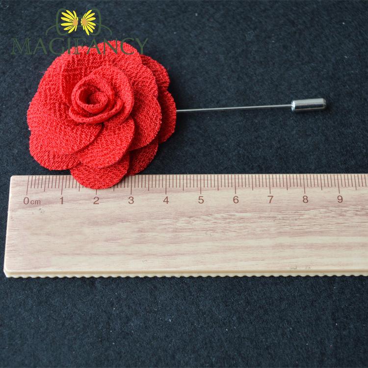 Colorful 4cm Rose Flower Brooches Red Pink Fabric Women Men Coat Pins Groom Wedding Party Breastpin Simple Suit Accessory Gift