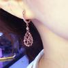 Exquisite Russian Purple Gold Hollow Water Drop Earrings Smart And Shiny Rose Gold Brushed Earrings Fashion Jewelry