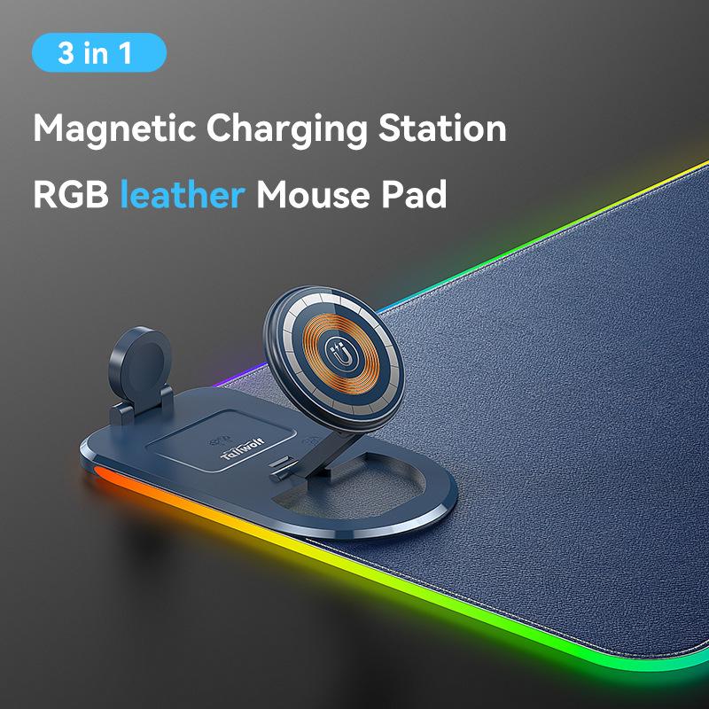15W3 In 1 Wireless Charging Mouse Pad Custom Office Desk Pad Phantom Luminous Game Pad Rubber Mouse Pad Oversized