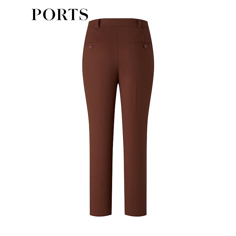 PORTS Women's Cocoa Dark Brown Tapered Casual Pants