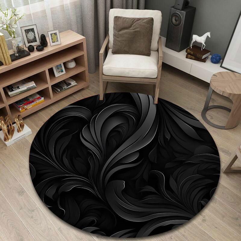 Chic Round Abstract Multicolor Rug Pad, Non-Slip Floor Mat for Kitchen