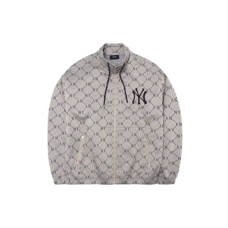 MLB Monogramm Florale Serie New York Yankees All Over Print Windjacke Herbst Herrenjacken Grau 3LWJM0321-50BGS M
