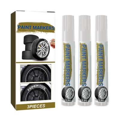 3Pieces White Waterproof Paint Marker White Paint Pens Paint Pen For Car Tires