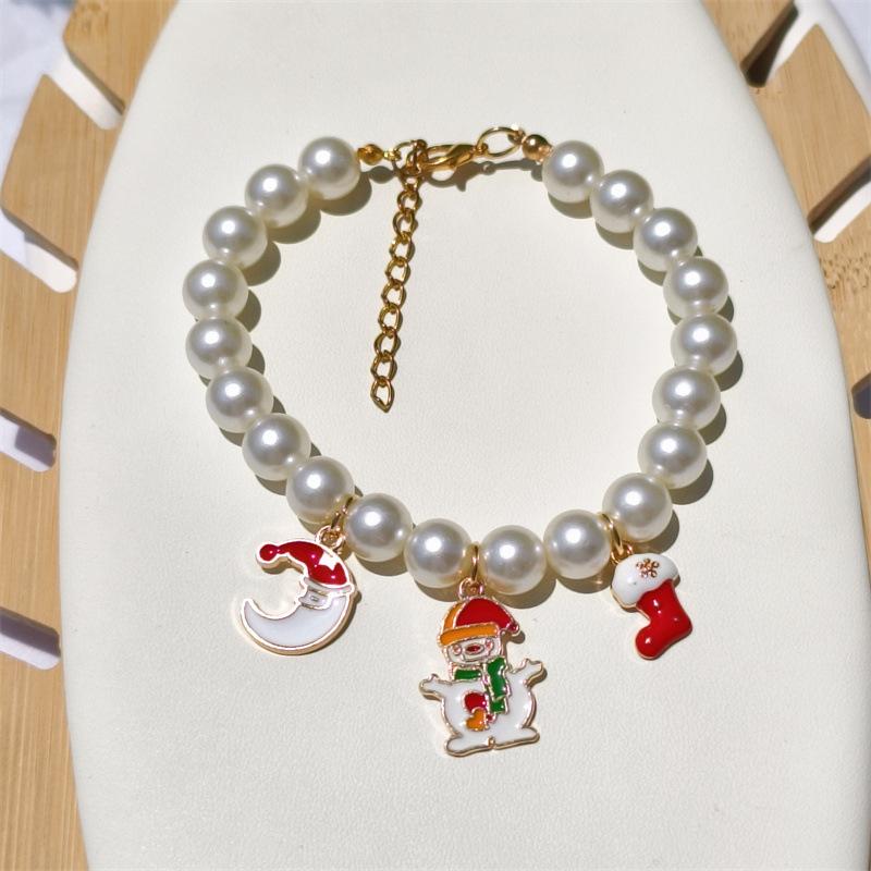 

Latest Pet Imitation Pearl Collar INS Style Christmas Accessories Cat Dog Neck Ring Pendant XL 35-40CM