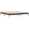 Brown Oak Effect Bed Frame 200 X 200 Cm Wood Based Panel & Metal