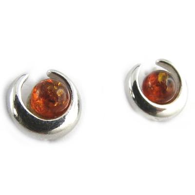 [N1947] - Cognac Amber 'Inspiration' Silver Earrings (rhodium-plated)