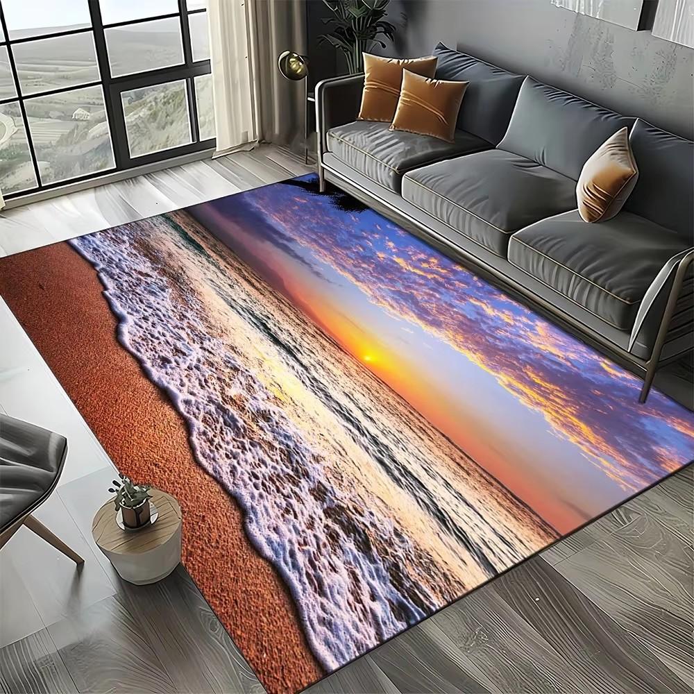 Coastal Beach Sea Style Mat Carpets for Living Room Children's Bedroom Living Room Anti Slip Crawling Rug Living Room Decoration