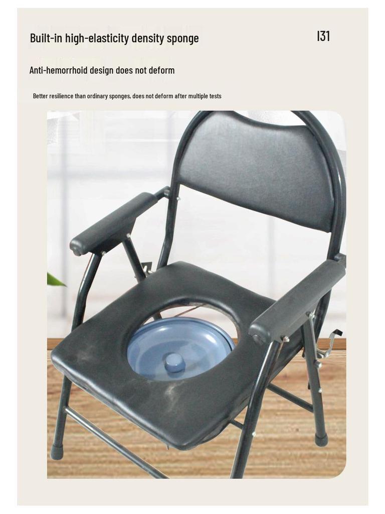 Portable Foldable Commode Chair: Non-Slip, High Load Capacity for Elderly and Pregnant Women