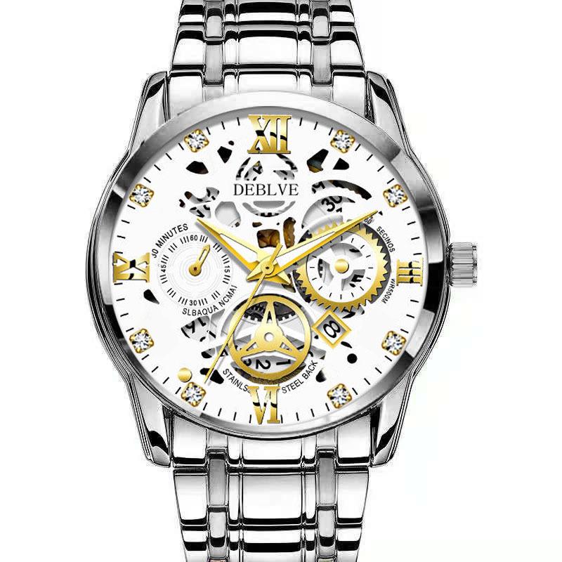 Men's Luminous Waterproof Quartz Wristwatch with Steel Band