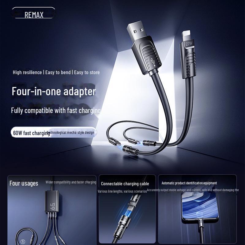 

Remax Lingchong 60W мультиинтерфейсный кабель для быстрой зарядки 4-в-1 для мобильных устройств