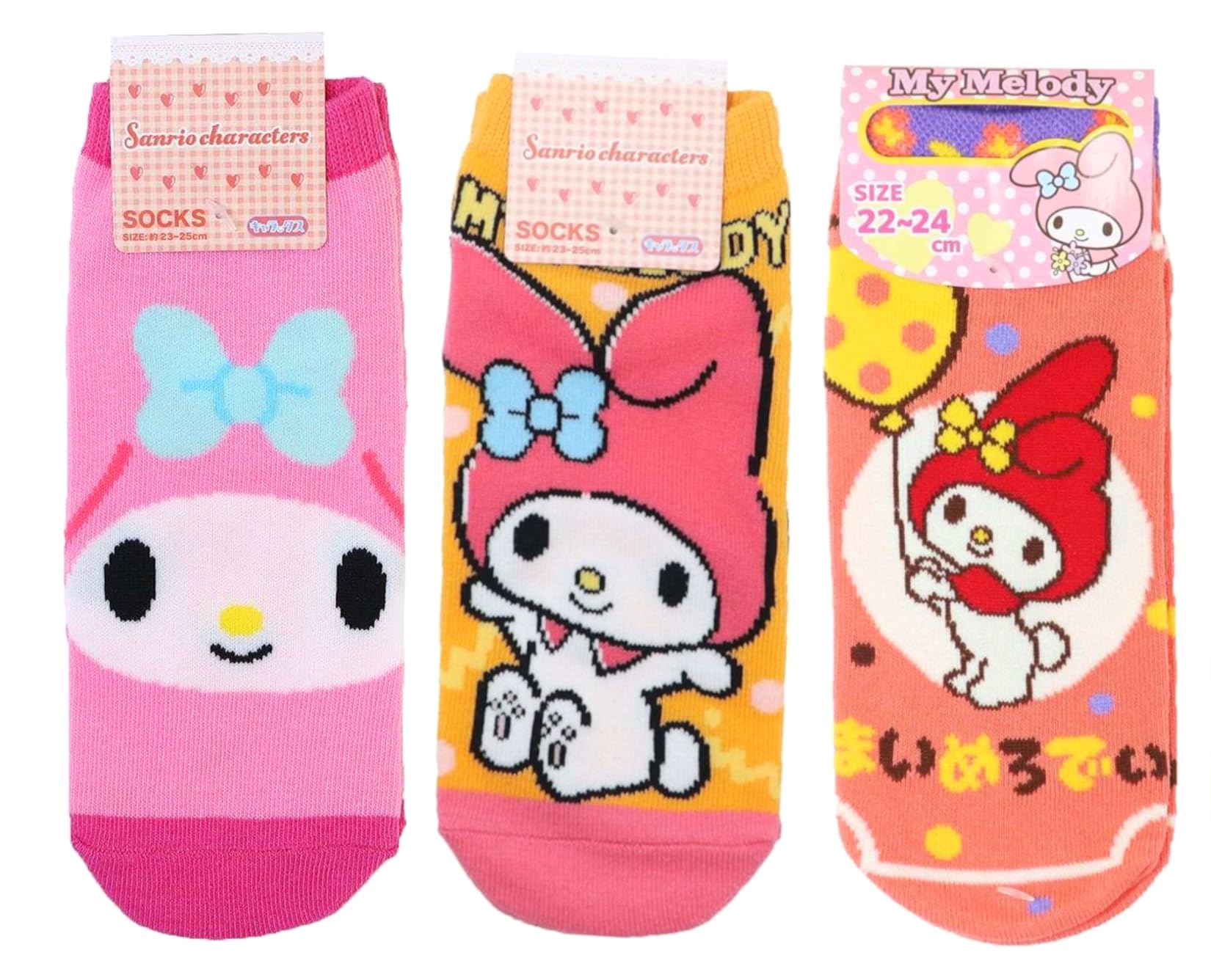

My Melody женские носки набор из 3 узоров (Лицо розовое, волнующее, жаккард, воздушный шар ретро)