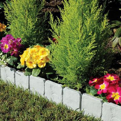 10pcs Garden Edging Set 9.84x9.06Inch Plastic Imitation Stone Landscape Border DIY Lightweight Easy Installation for Landscaping