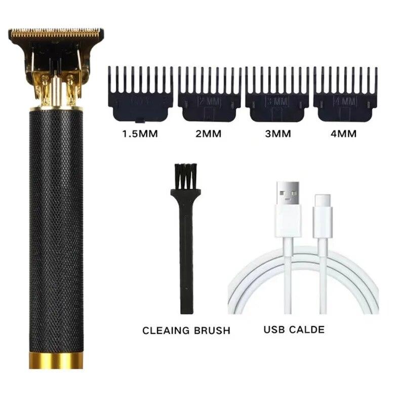 

T9 USB Электрический триммер для волос, машинка для стрижки волос, перезаряжаемые машинки для стрижки волос для мужчин, бритва, триммер, профессиональный триммер для бороды Black