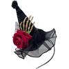 Halloween Witch Hat Headband Lace Trim Ghost Skull Rose Spider Web Hair Accessory For Halloween Party Cosplay Women Girls