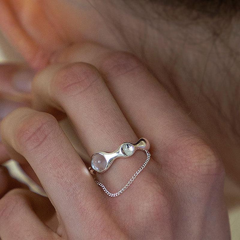 

Summer Zircon Chain Open Cuff Finger Rings for Women Girl New Korean Fashion Trendy Jewelry Gift Party resizable
