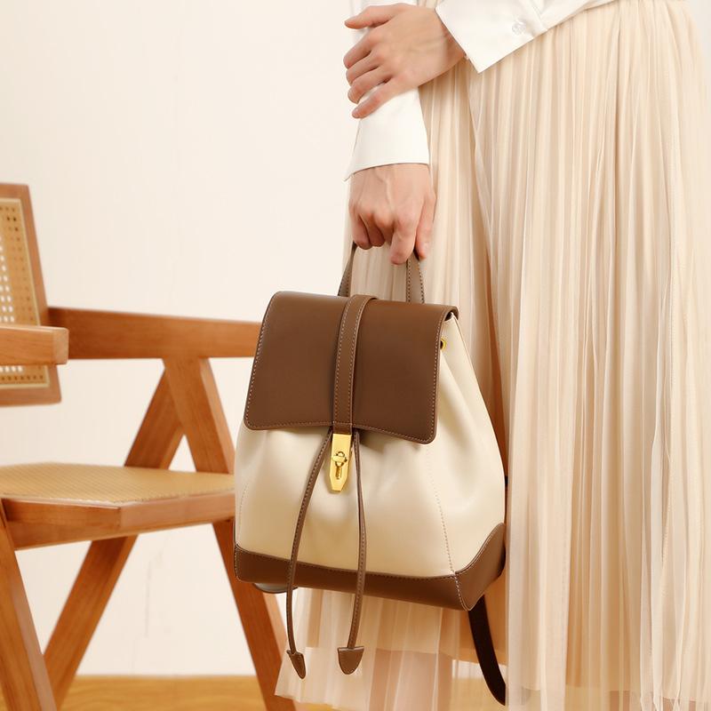 Large Capacity Genuine Leather Backpack for Girls Leather School Backpack Fashionable Backpacks