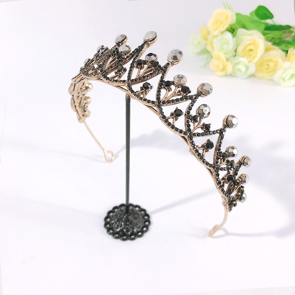Baroque Retro Black Luxury Crown Bridal Tiara Wedding Dress Birthday Crown