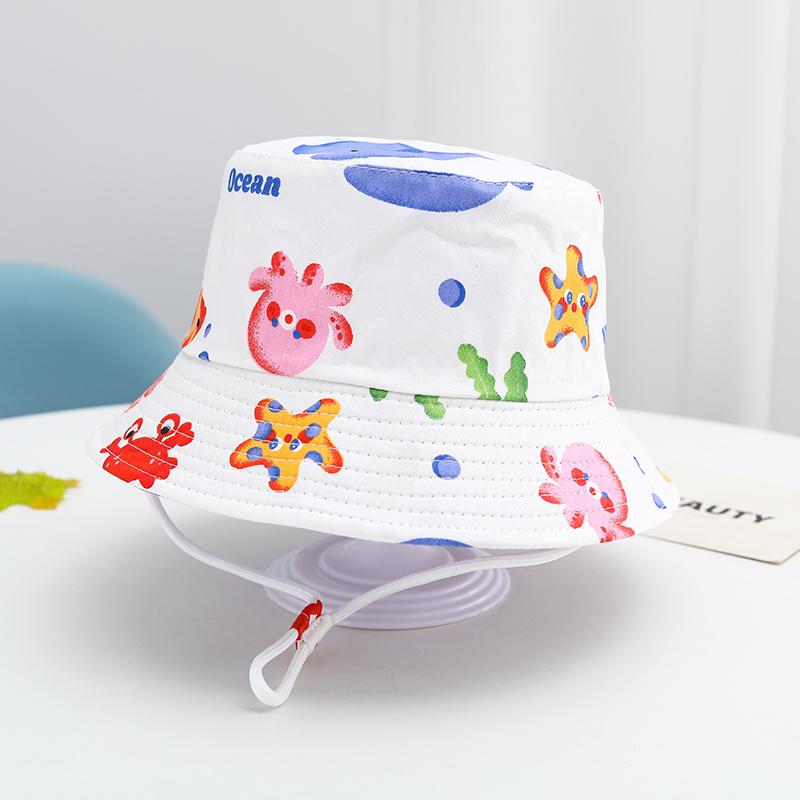 Summer Baby Hat Boy Girl Cotton Uv Protection Sun Cap Children Panama Beach Kids Bucket Hat Cute Cartoon Infant Caps