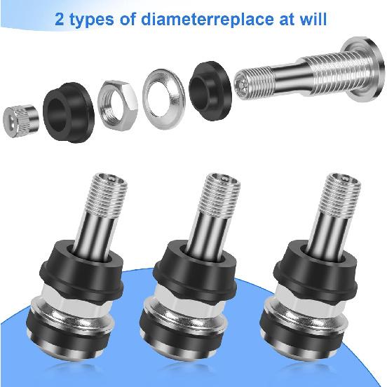 6-Pack TR416 Tire Valve Stems, High Pressure 200 PSI Tubeless Valve Stems, Brass Valve Stems, 1-1/2" Schrader Valve, Fits 0.453" & 0.625" Rim Holes
