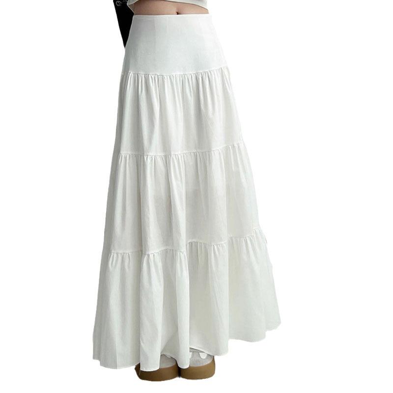 High Waist Pleated A-line Midi Skirt for Women - Summer 2024 To Winter - Slimming Umbrella Design
