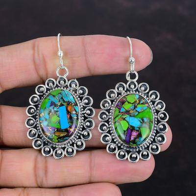 Fiesta Kingman Türkis Ohrring Multi Kupfer Türkis Ohrringe 925 Sterlingsilber Ohrring Handgefertigter Edelsteinschmuck Neuestes Design Ohrring